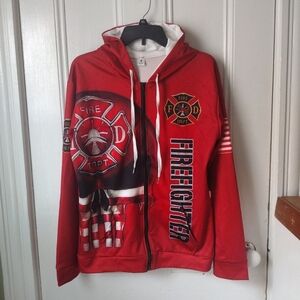 Men's Firefighter Zip Up Hoodie 3D - Medium